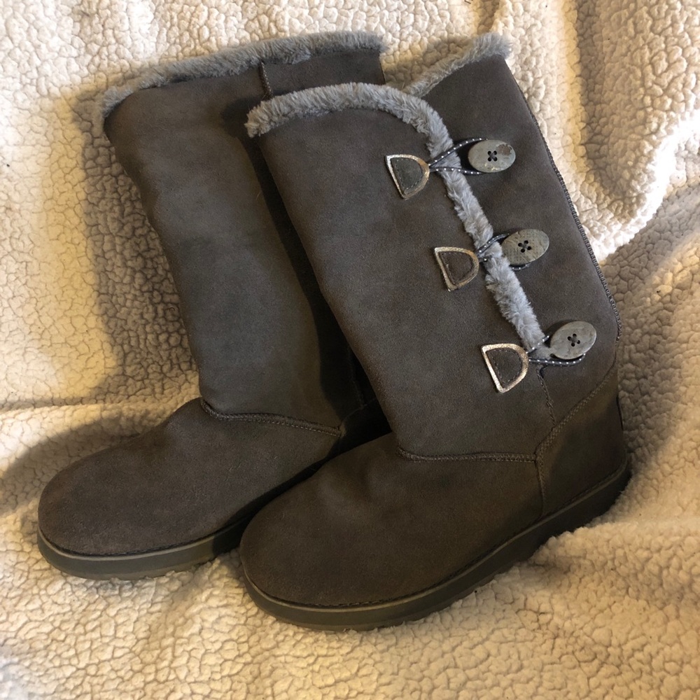 Sketchers Grey Suede Boots, 3 Button, Faux…